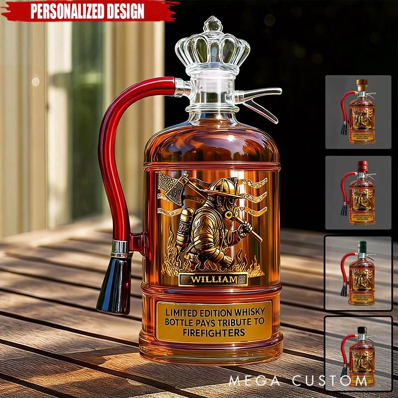 Personalized Fire Extinguisher Shaped Whiskey Bottle Custom Name Gift for Firefighters