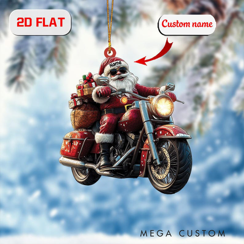 Personalized Santa Motorcycle Ornament Custom Christmas Biker Decoration Unique Holiday Gift for Riders and Motorcycle Lovers