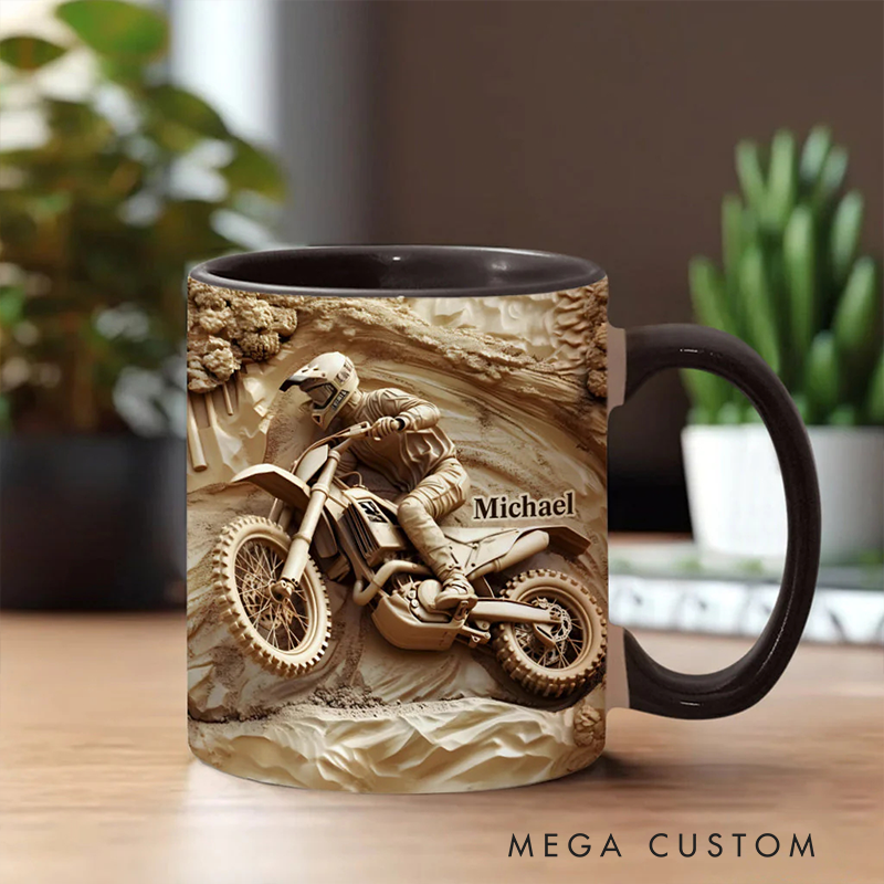 Personalized Dirt Bike Accent Mug Cool Dirt Bike Custom Name Mug Unique Gift for Bikers