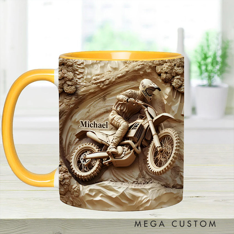 Personalized Dirt Bike Accent Mug Cool Dirt Bike Custom Name Mug Unique Gift for Bikers