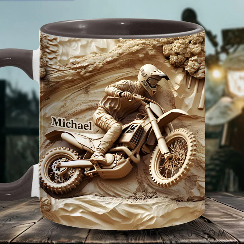 Personalized Dirt Bike Accent Mug Cool Dirt Bike Custom Name Mug Unique Gift for Bikers