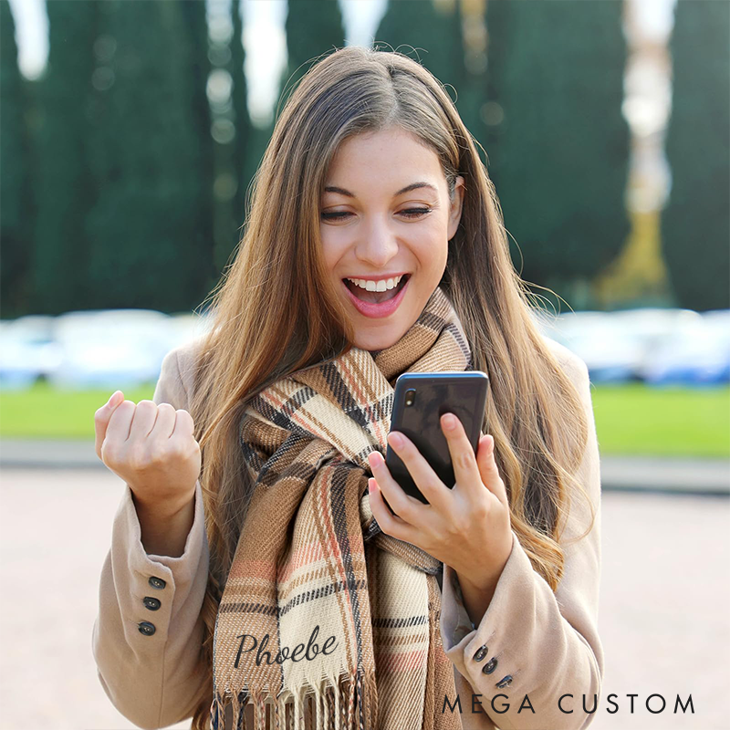 Personalised Name Embroidered Scarf for Men Custom Monogram Scarf Winter Long Scarves Gifts for Boyfriend Dad Husband