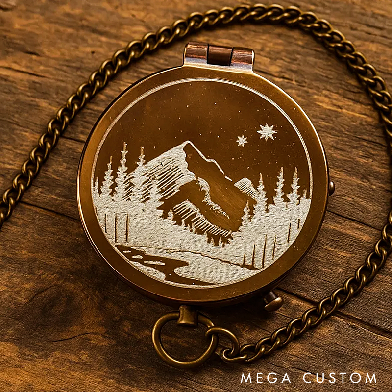 Personalized Engraved Compass Gift Custom Working Antique Brass Pocket Compass Vintage Christmas Gifts