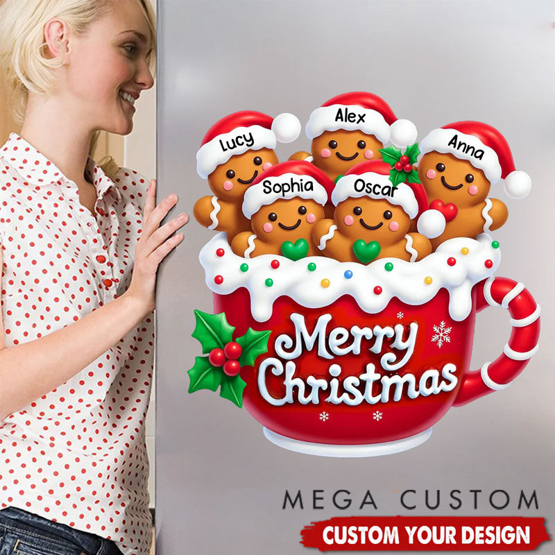 Personalized Magnetic Snap Christmas Gingerbread Family Refrigerator Magnets