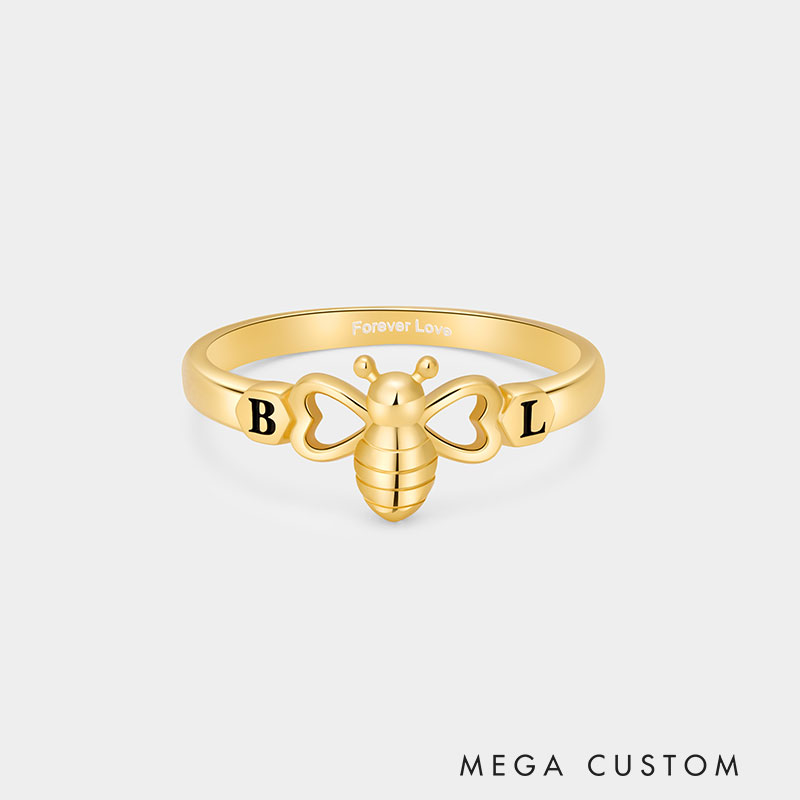 Personalized Bee Couple Rings A Gift for Your Beloved 925 Sterling Silver Necklace