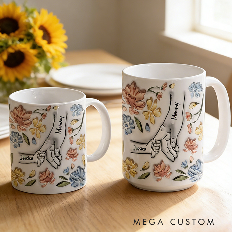 Personalized Hand In Hand I Will Always Protect You Gift For Mom Grandma Custom Grandma Mug Grandmother Birthday Mothers Day Gift