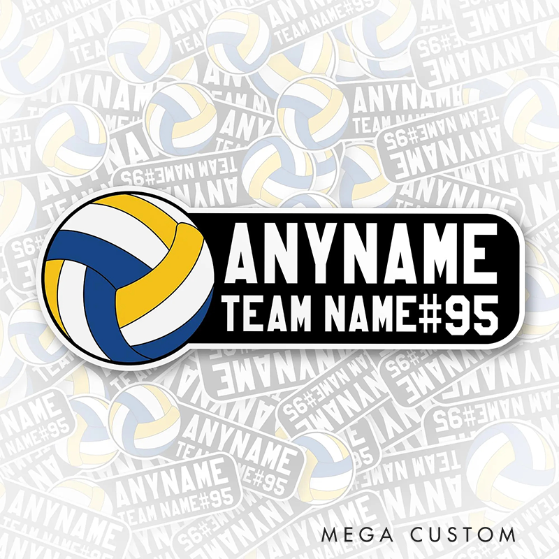 Personalized Volleyball Sticker Name Custom Team Name, Player Name and Nmuber for Bold Ball Design