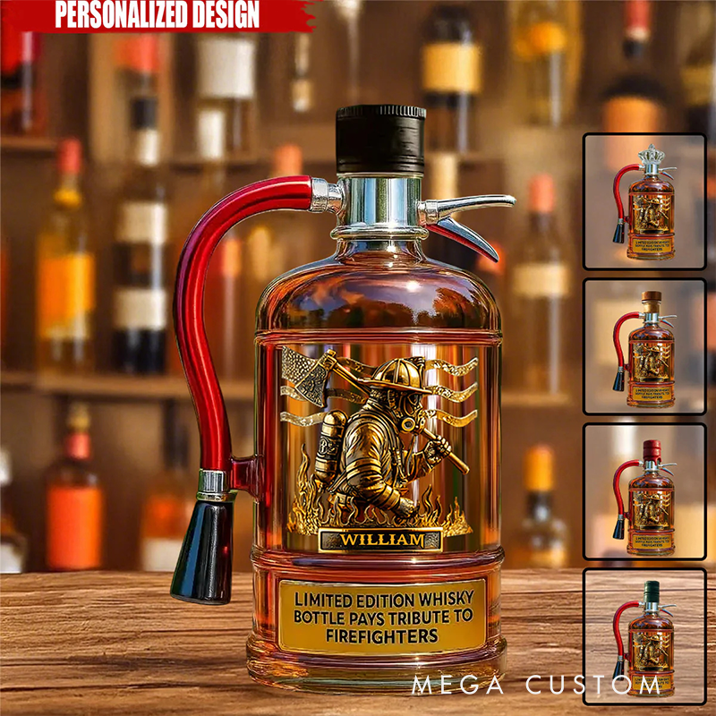 Personalized Fire Extinguisher Shaped Whiskey Bottle Custom Name Gift for Firefighters