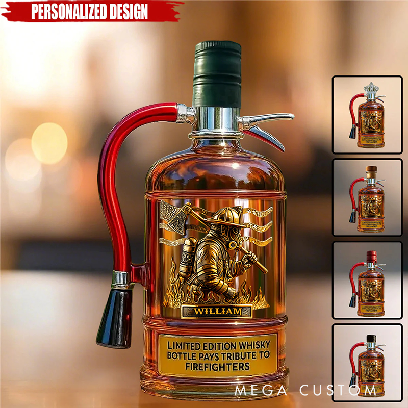 Personalized Fire Extinguisher Shaped Whiskey Bottle Custom Name Gift for Firefighters