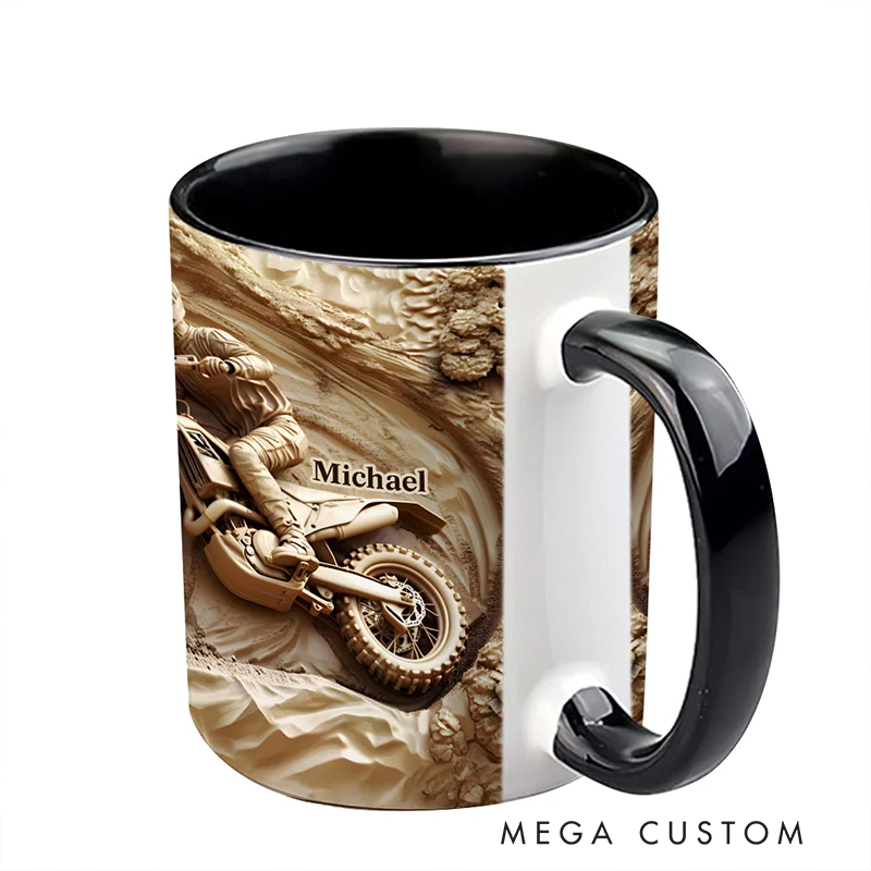 Personalized Dirt Bike Accent Mug Cool Dirt Bike Custom Name Mug Unique Gift for Bikers
