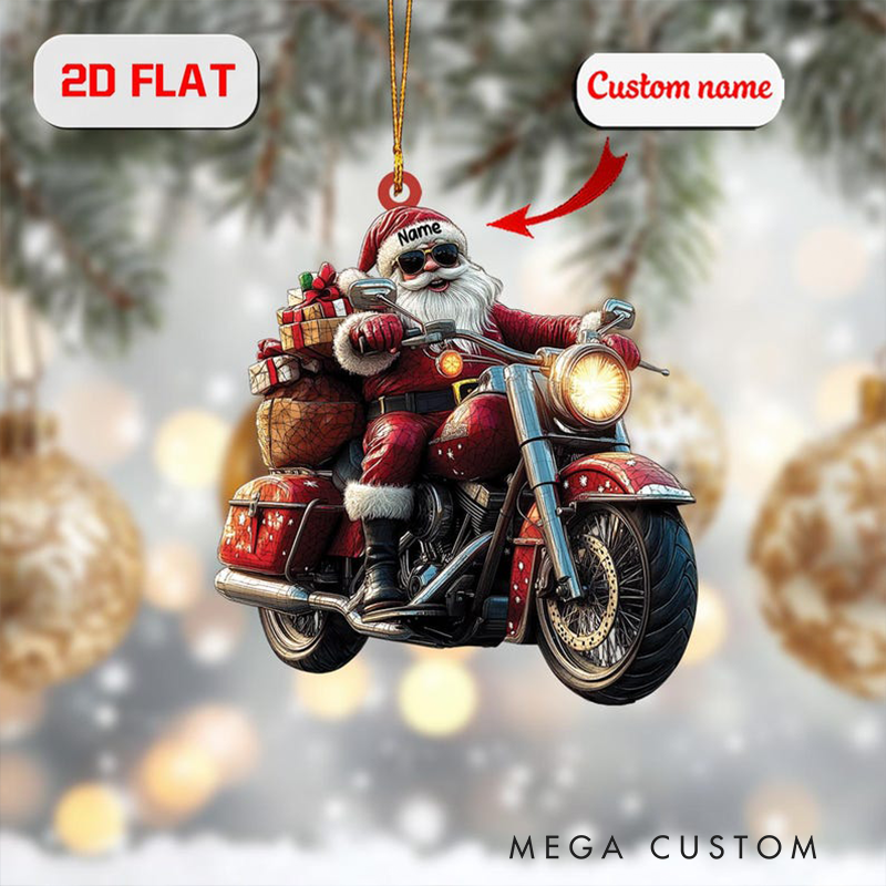 Personalized Santa Motorcycle Ornament Custom Christmas Biker Decoration Unique Holiday Gift for Riders and Motorcycle Lovers