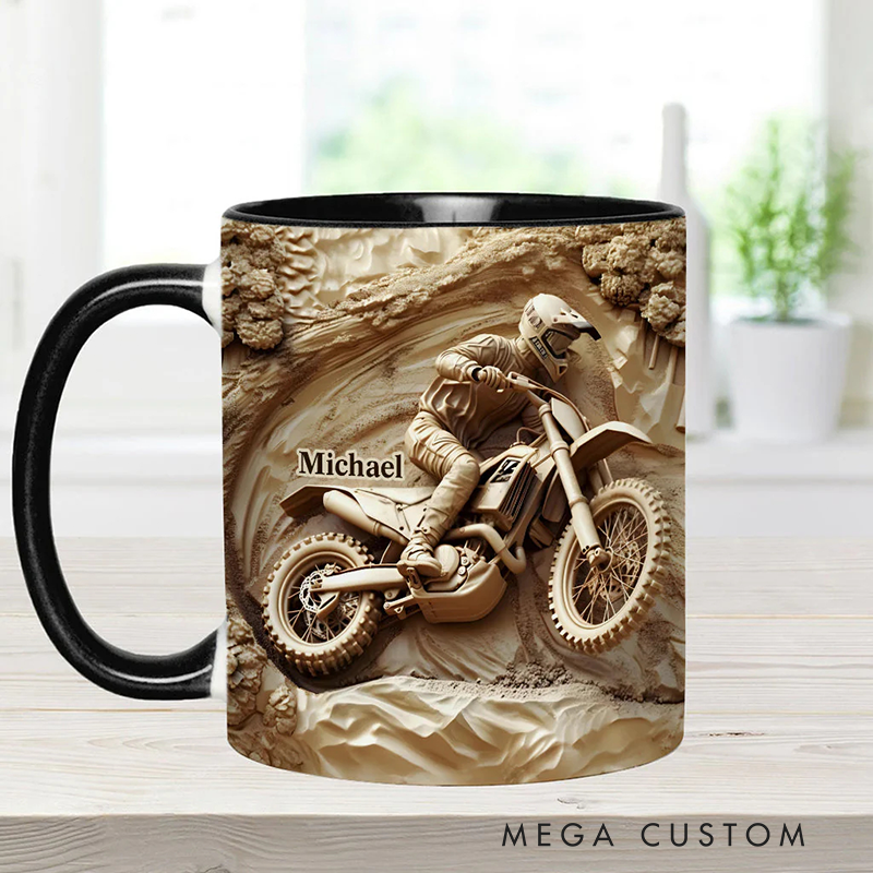 Personalized Dirt Bike Accent Mug Cool Dirt Bike Custom Name Mug Unique Gift for Bikers