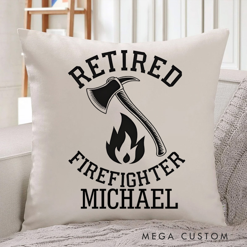 Personalized Firefighter Pillow Retired Firefighter Emblem Design Appreciation Gift for Firemen
