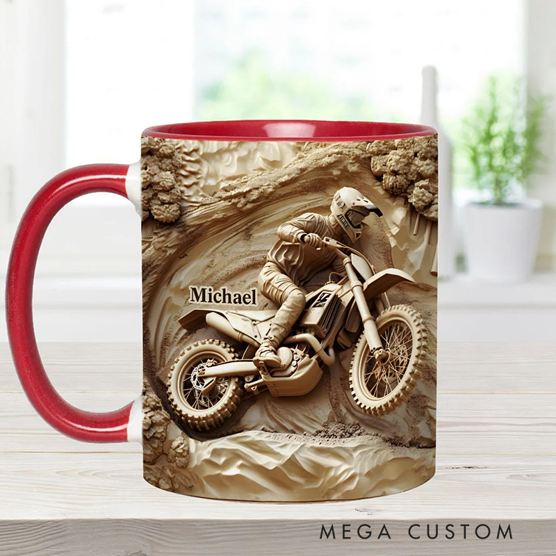 Personalized Dirt Bike Accent Mug Cool Dirt Bike Custom Name Mug Unique Gift for Bikers