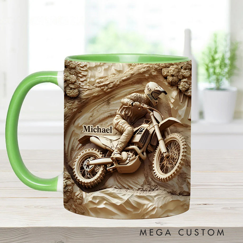 Personalized Dirt Bike Accent Mug Cool Dirt Bike Custom Name Mug Unique Gift for Bikers