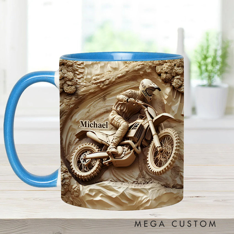Personalized Dirt Bike Accent Mug Cool Dirt Bike Custom Name Mug Unique Gift for Bikers
