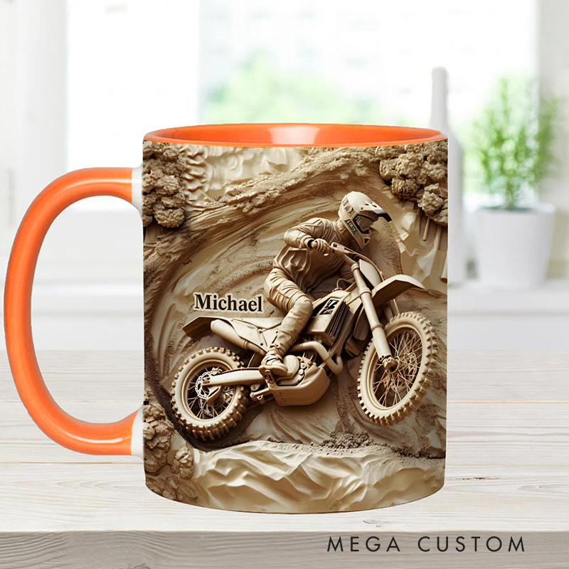 Personalized Dirt Bike Accent Mug Cool Dirt Bike Custom Name Mug Unique Gift for Bikers