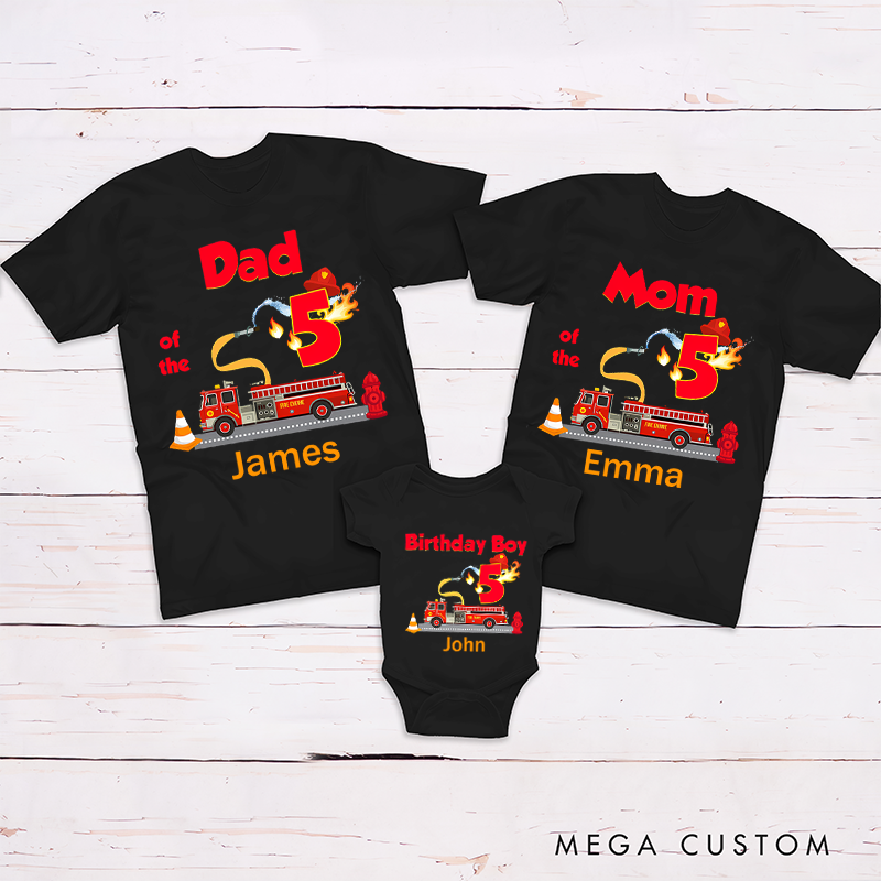 Personalized Firefighter Birthday Boy Family Matching Outfit