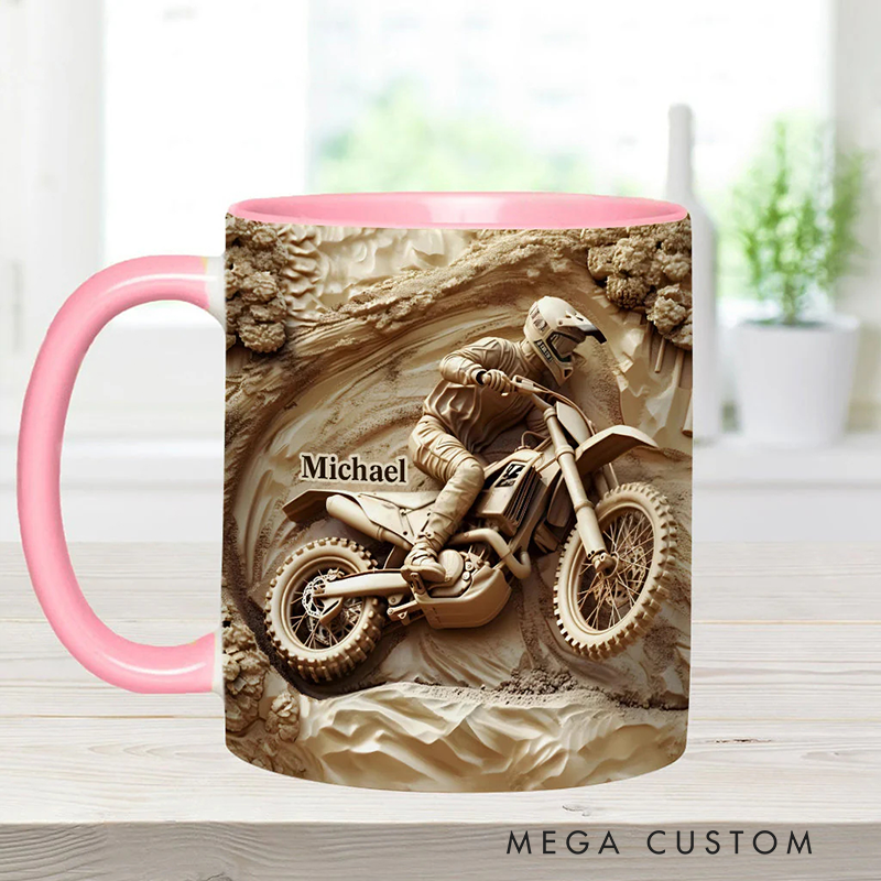 Personalized Dirt Bike Accent Mug Cool Dirt Bike Custom Name Mug Unique Gift for Bikers