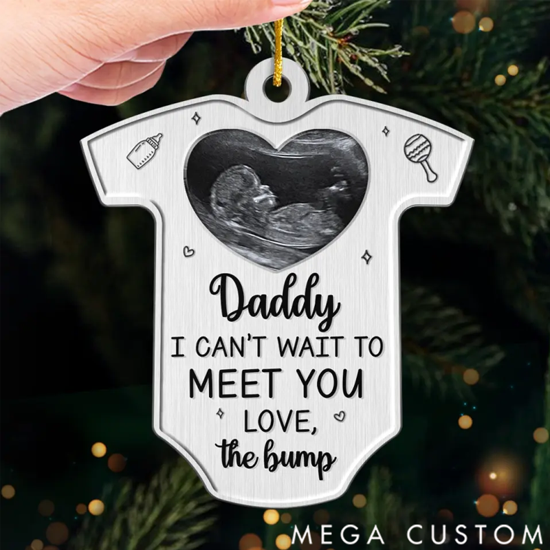 Personalized Custom Photo I Can't Wait To Love You - Family Personalized Custom Ornament - Metal Custom Shaped - Christmas Gift For Baby Kids, Newborn Baby
