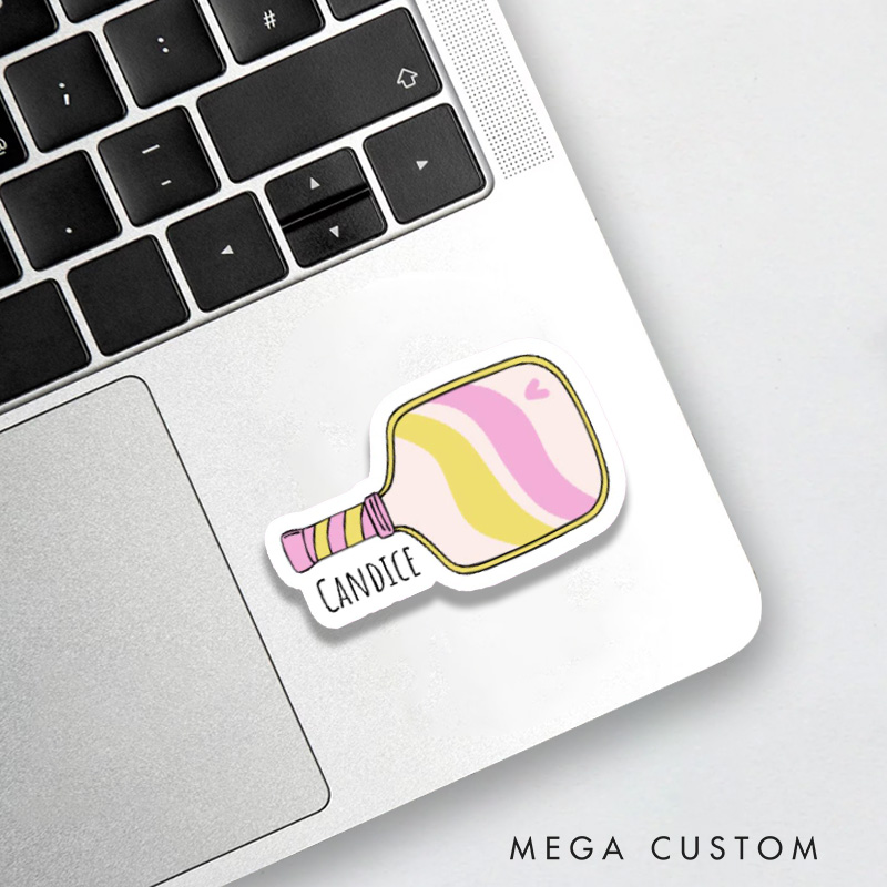Personalized Pickleball Paddle Sticker with Custom Your Name for Laptop, Water Bottle