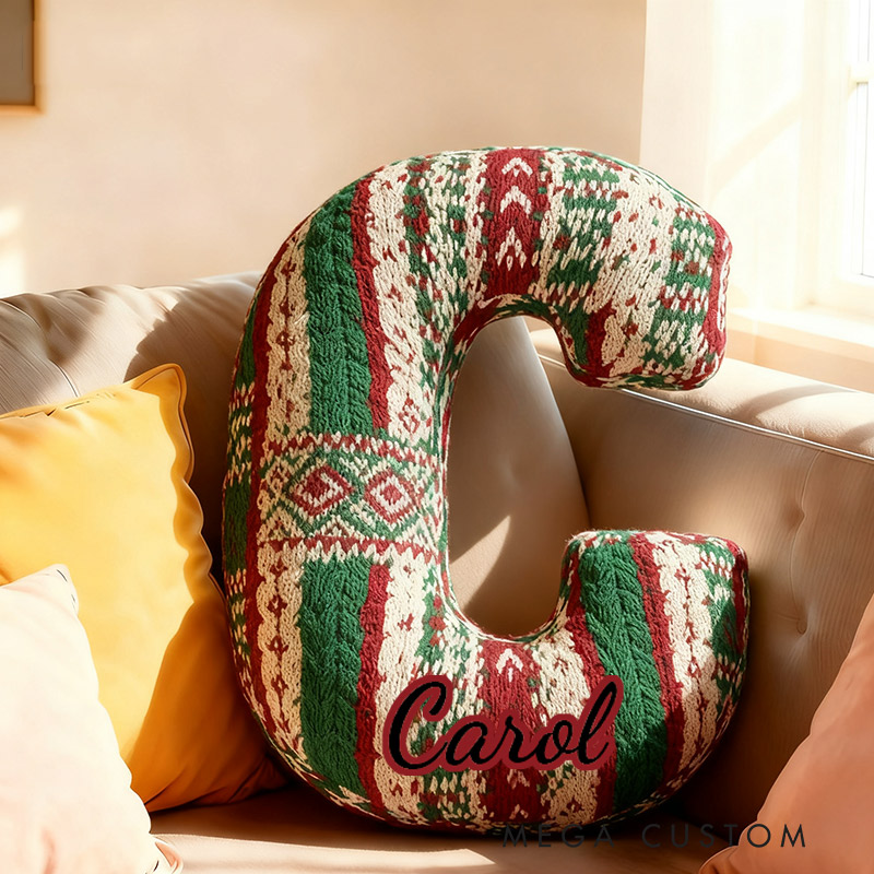 Personalized Funny Pillow Christmas Yarn Twist Graphic Print Letter Customized Name Gift for Kids