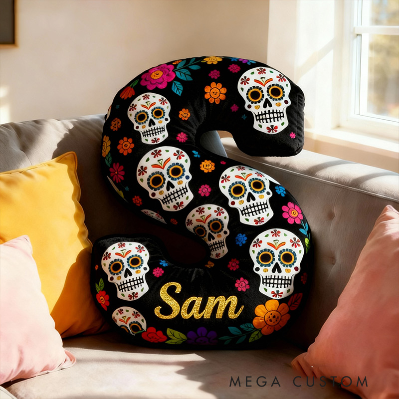Personalized Funny Pillow Christmas Graphic 3D Print Flowers The Day of the Dead Holiday with Custom Name