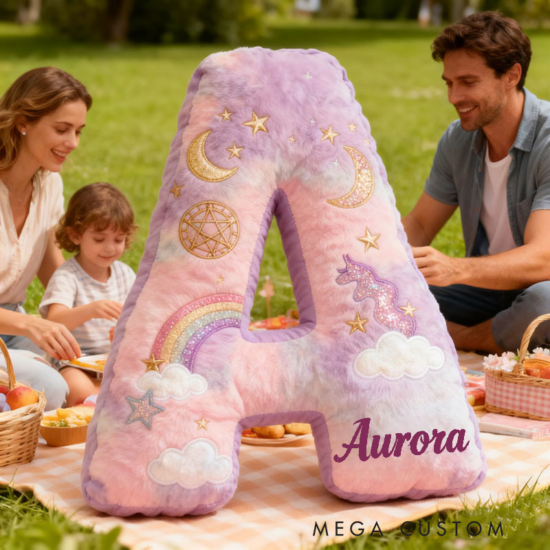 Personalized Graphic 3D Print Magic Rainbow Letter Pillow with Your Name Soft Stuffed Toy for Kids Unique Decorative Cushion for Girls' Room