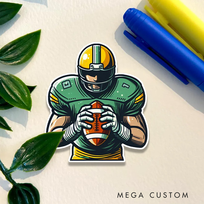 Personalized American Football Player Sticker with Custom Number for a Bold Sports Statement