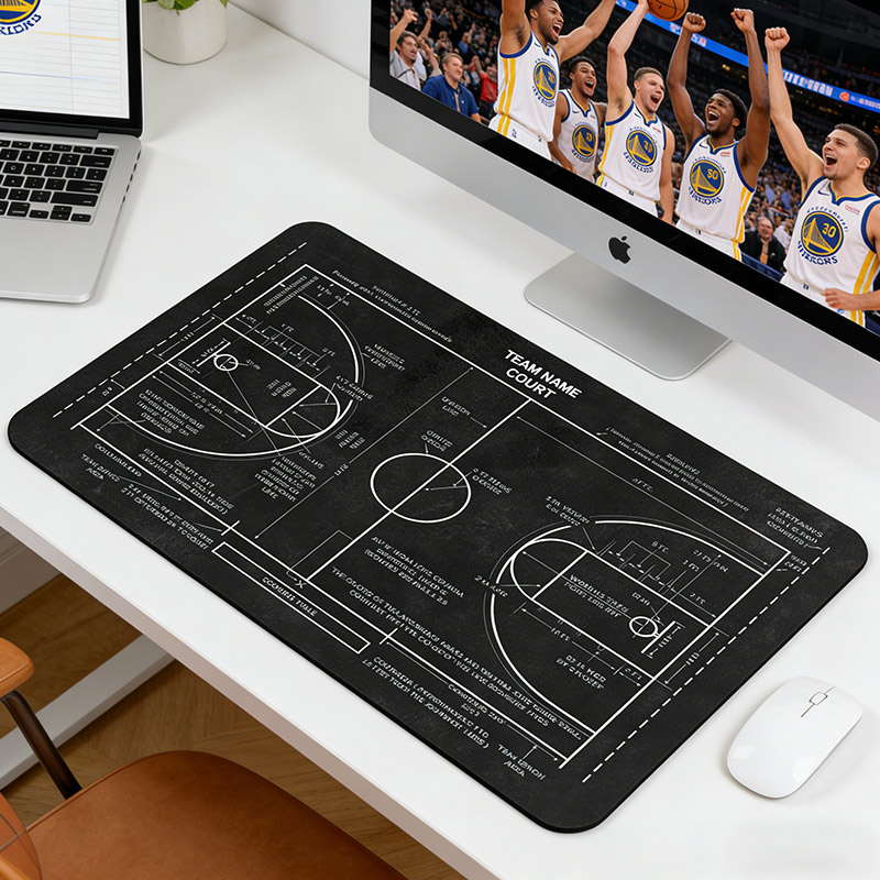 Personalized Basketball Court Mouse Pad Basketball Court Blueprint Basketball Player