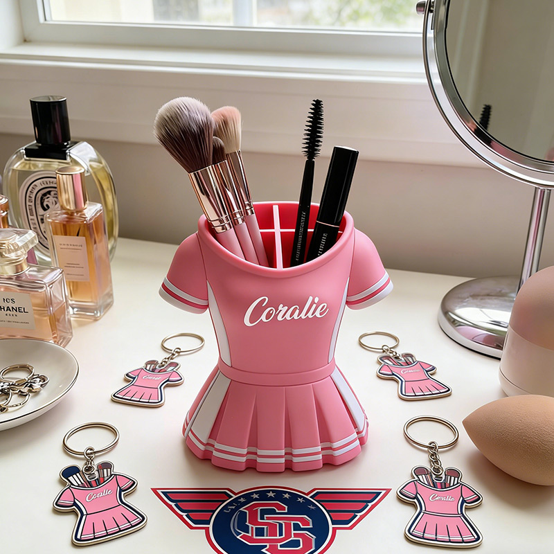Personalized Cheerleading Uniforms Makeup Brush Organizer Desktop Storage Gifts for Cheerleading Teams