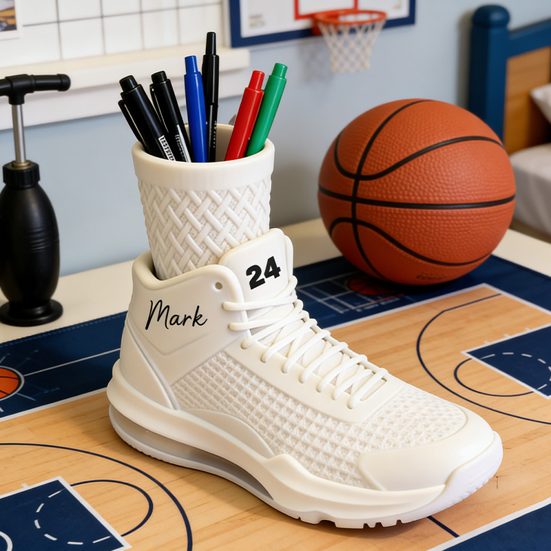 Personalized Basketball Shoes Pencil Holder 3D Print Pencil Organizer Stand Basketball Player Desktop Decor