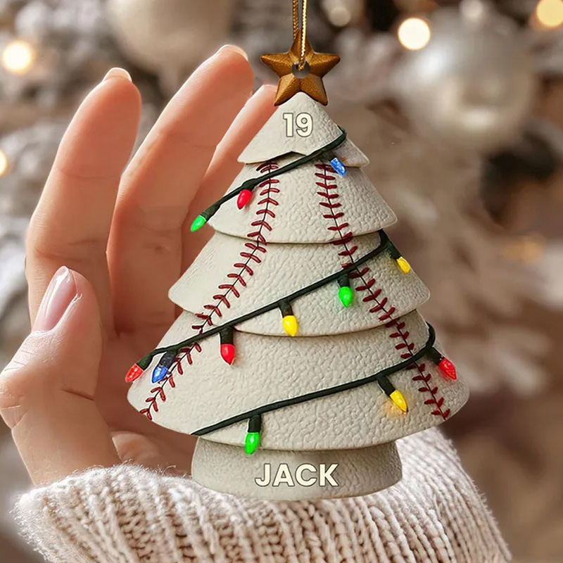 Personalized Acrylic Sports Christmas Tree Ornament with Custom Name and Number  