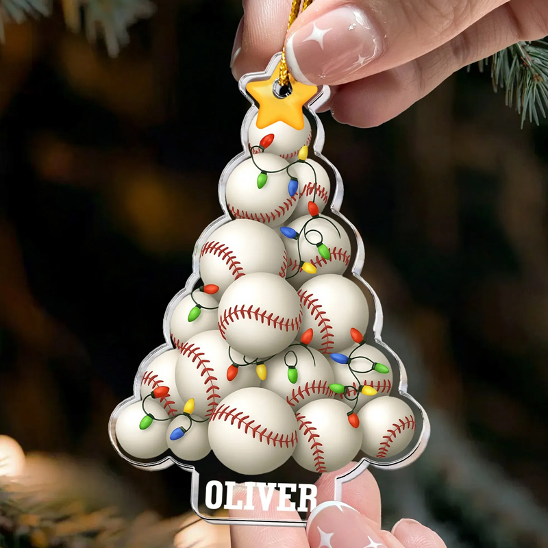 Personalized Baseball Acrylic Christmas Ornament Celebrate Your Game in Style