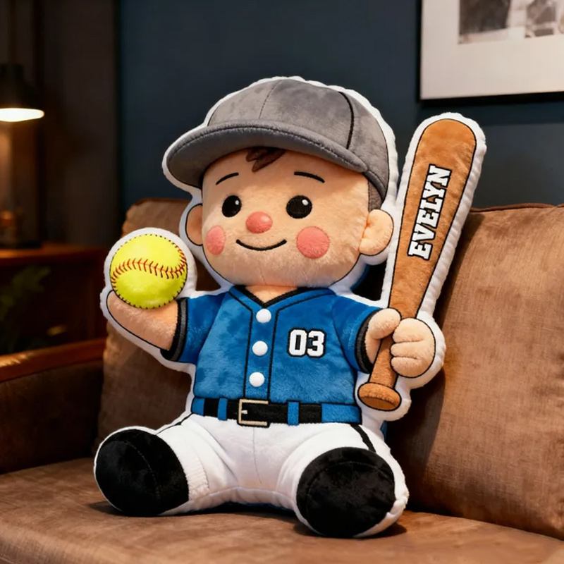 Personalized Baseball Pillow with Custom Name and Number for Kids’ Playrooms and Bedrooms 