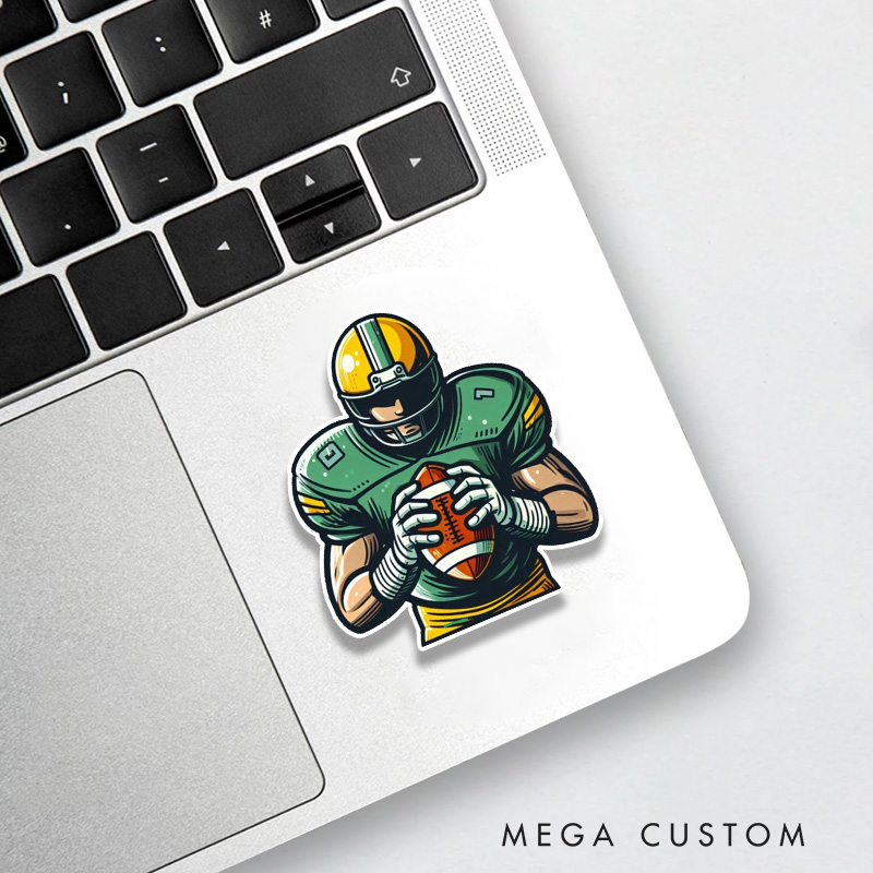 Personalized American Football Player Sticker with Custom Number for a Bold Sports Statement