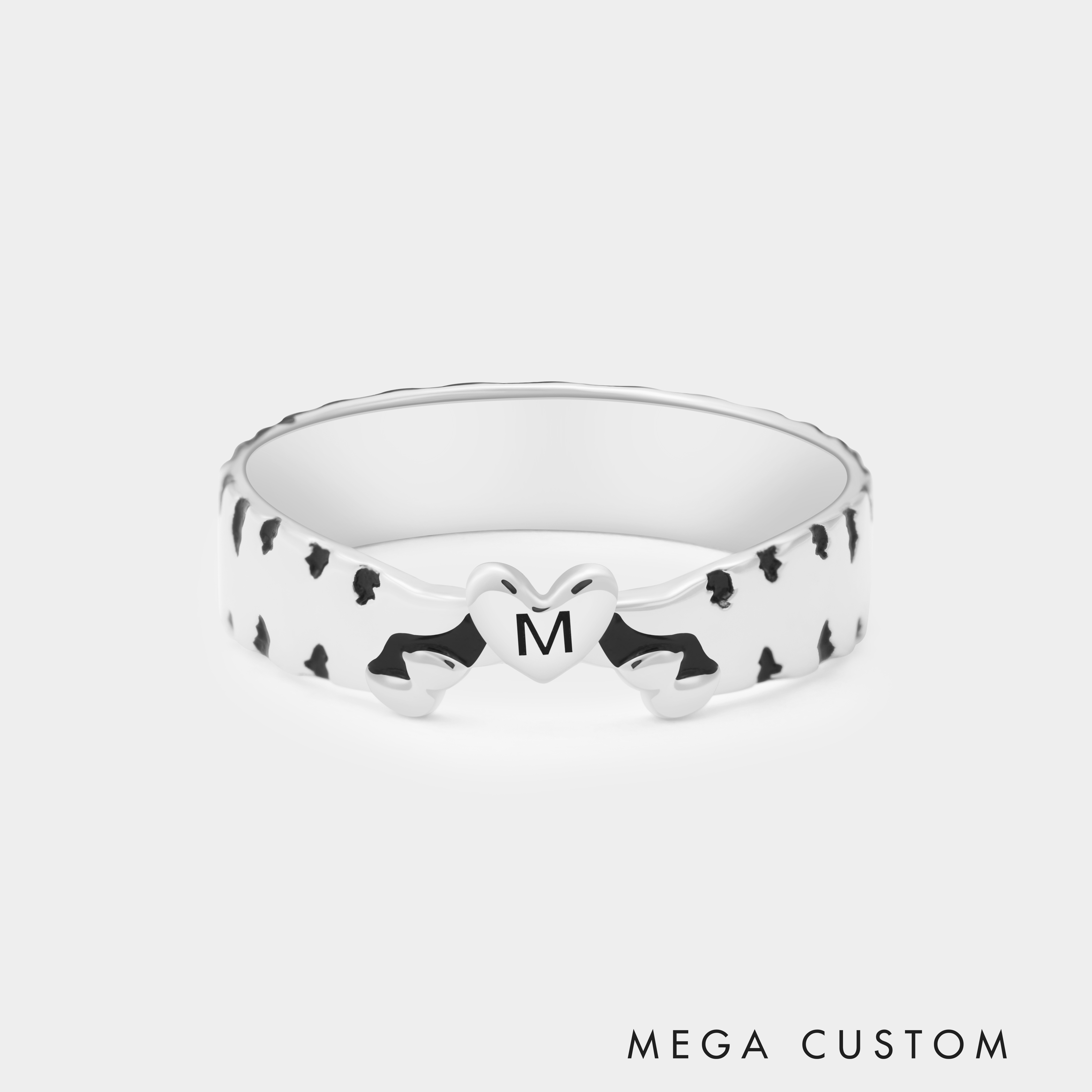 Personalized Cat Paw Heart Ring with Engraved Initials Cute and Unique Jewelry for Pet Lovers 925 Sterling Silver