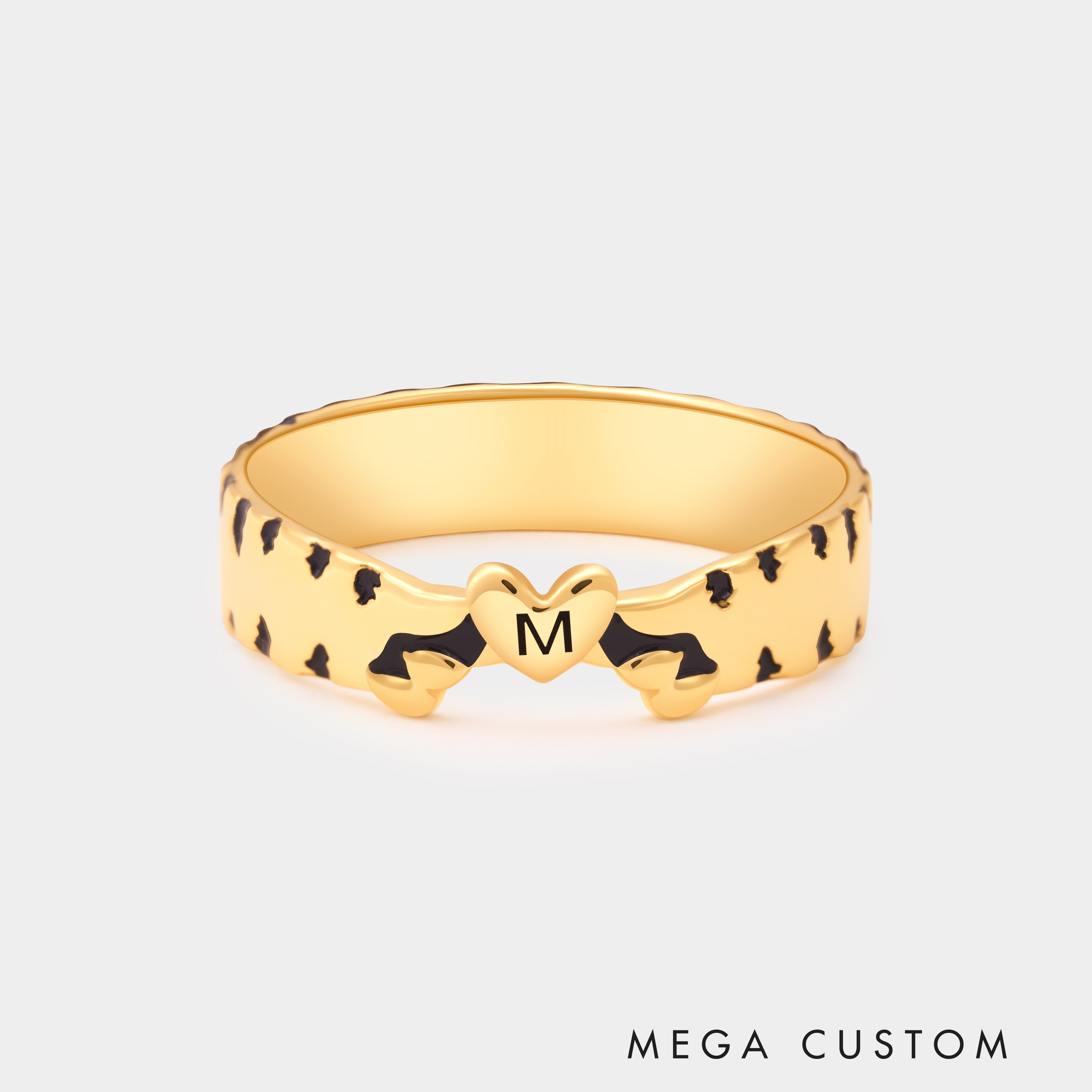 Personalized Cat Paw Heart Ring with Engraved Initials Cute and Unique Jewelry for Pet Lovers 925 Sterling Silver