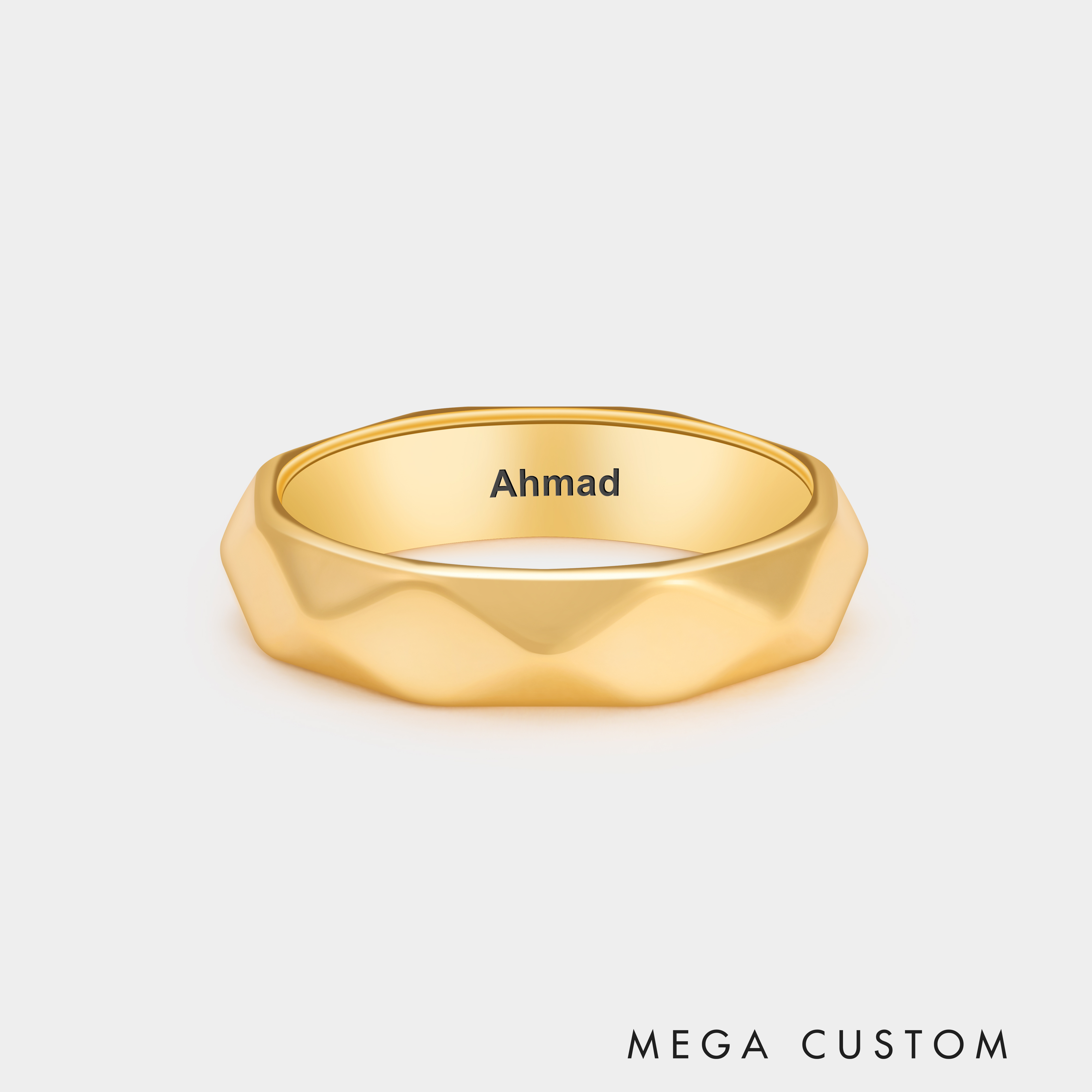 Personalized Faceted Sterling Silver Couple's Ring with Custom Engraving Personalized Romantic Jewelry in Sterling Silver