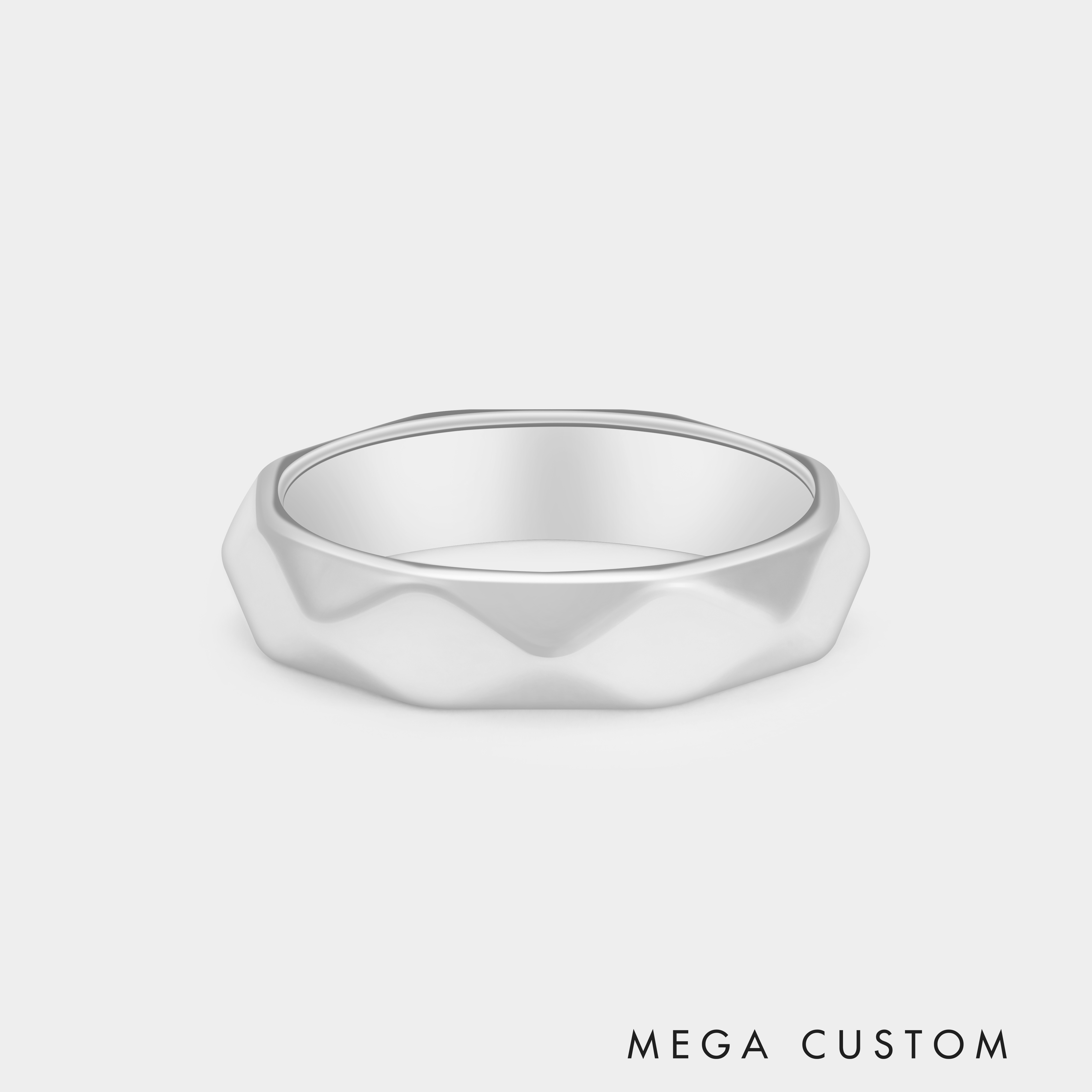 Personalized Faceted Sterling Silver Couple's Ring with Custom Engraving Personalized Romantic Jewelry in Sterling Silver