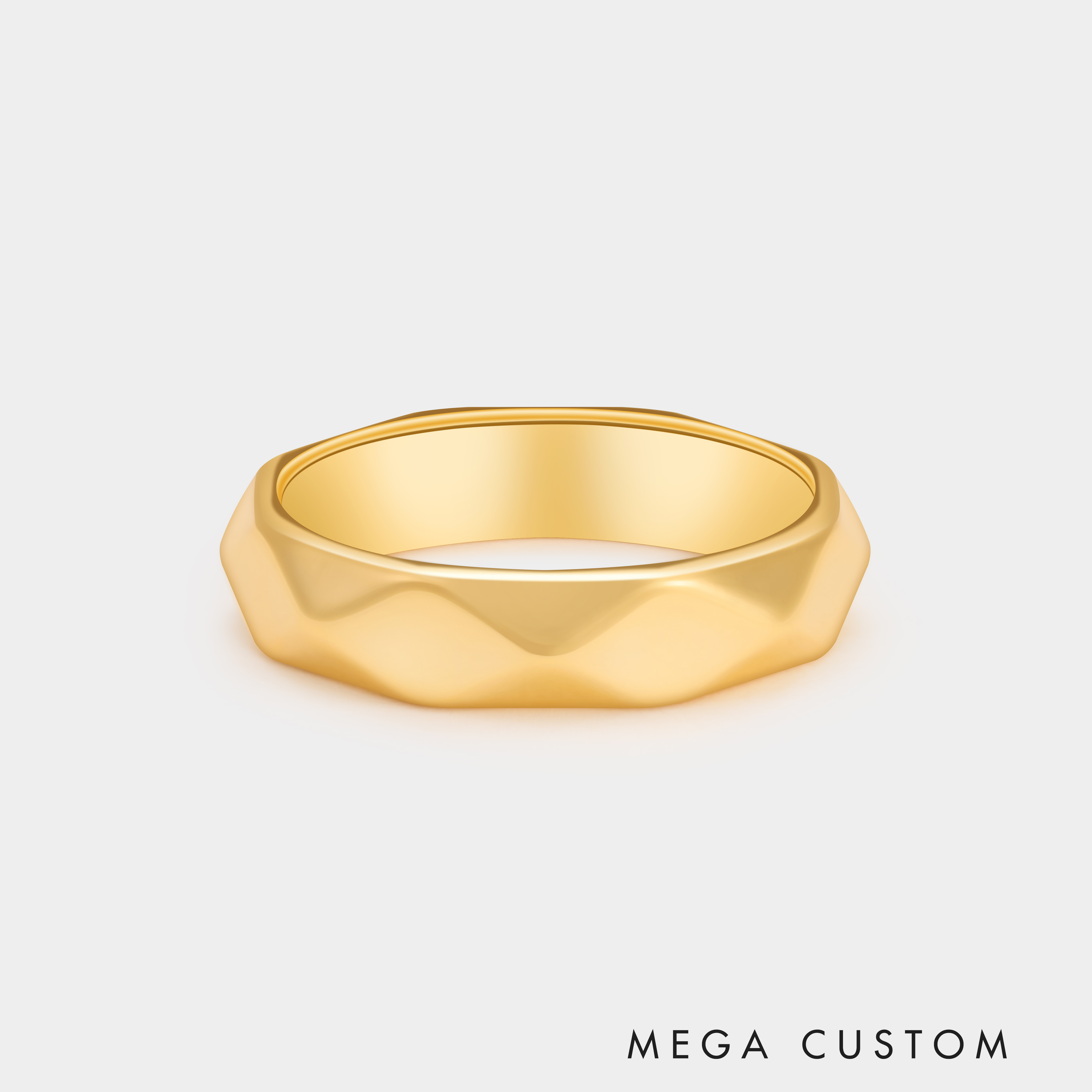 Personalized Faceted Sterling Silver Couple's Ring with Custom Engraving Personalized Romantic Jewelry in Sterling Silver