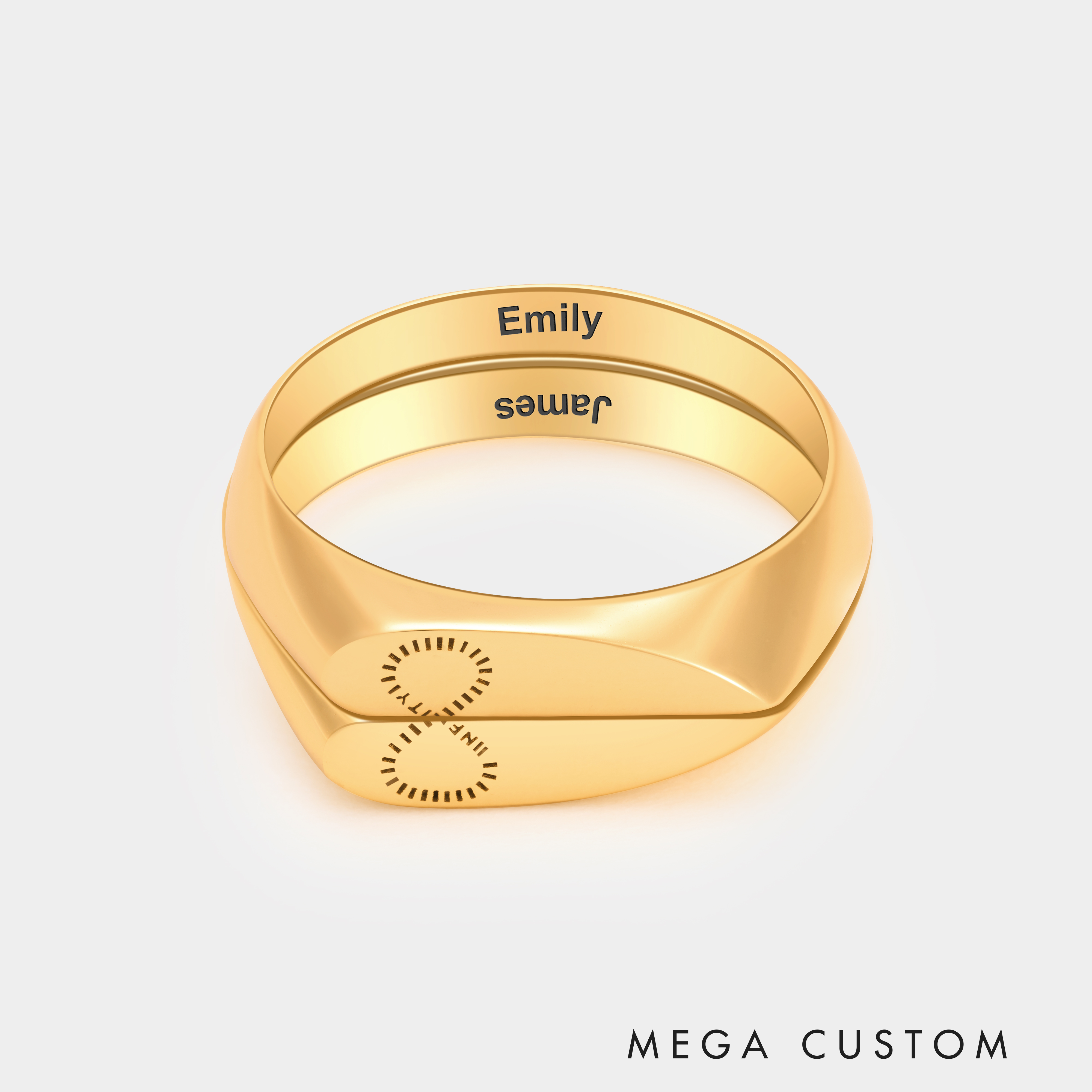 Personalized Half-Heart Infinity Symbol Couple's Matching Rings Personalized Gold Promise Jewelry 925 Sterling Silver