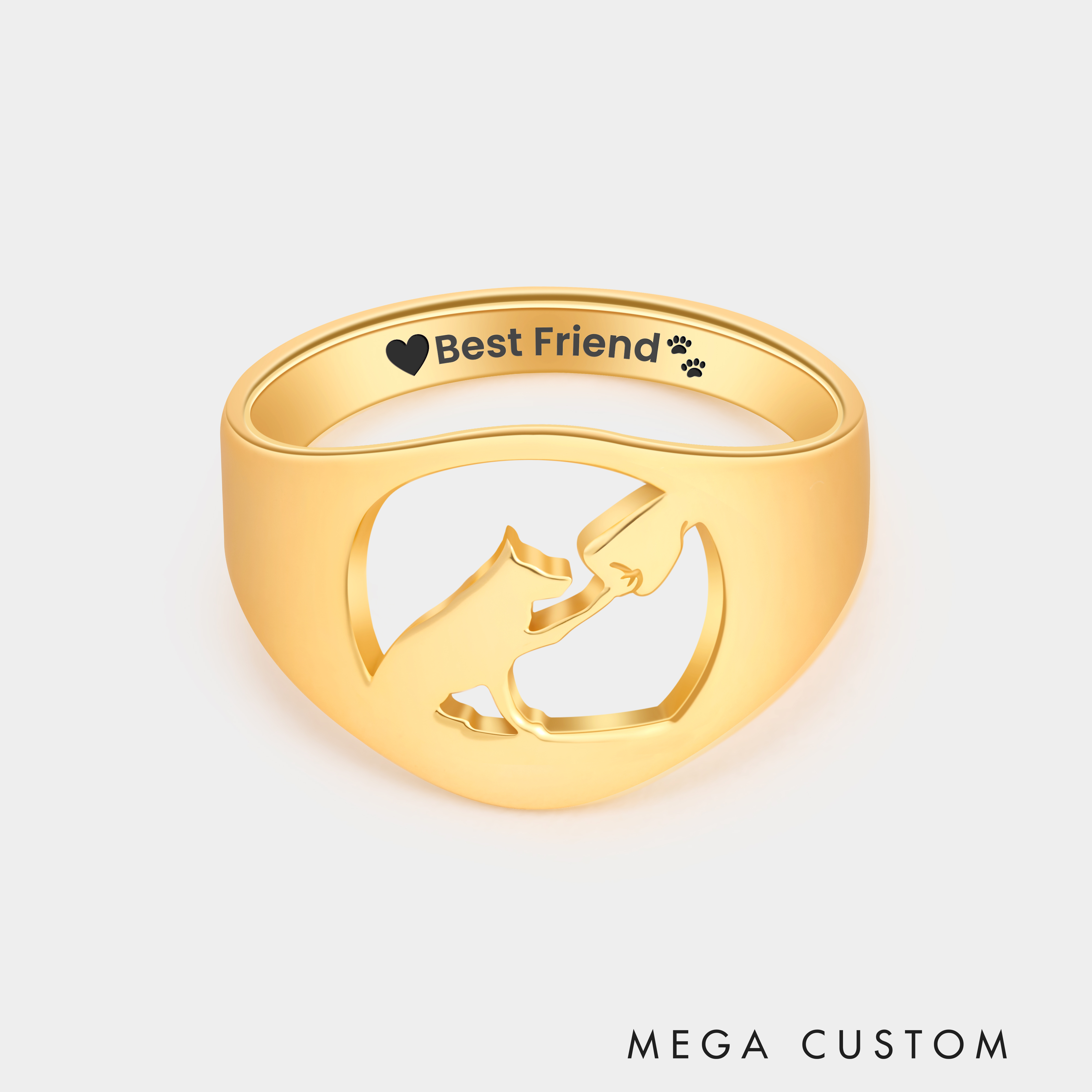 Personalized Dog and Paw Ring with Engraved Name Unique Gift for Dog Lovers and Pet Owners 925 Sterling Silver