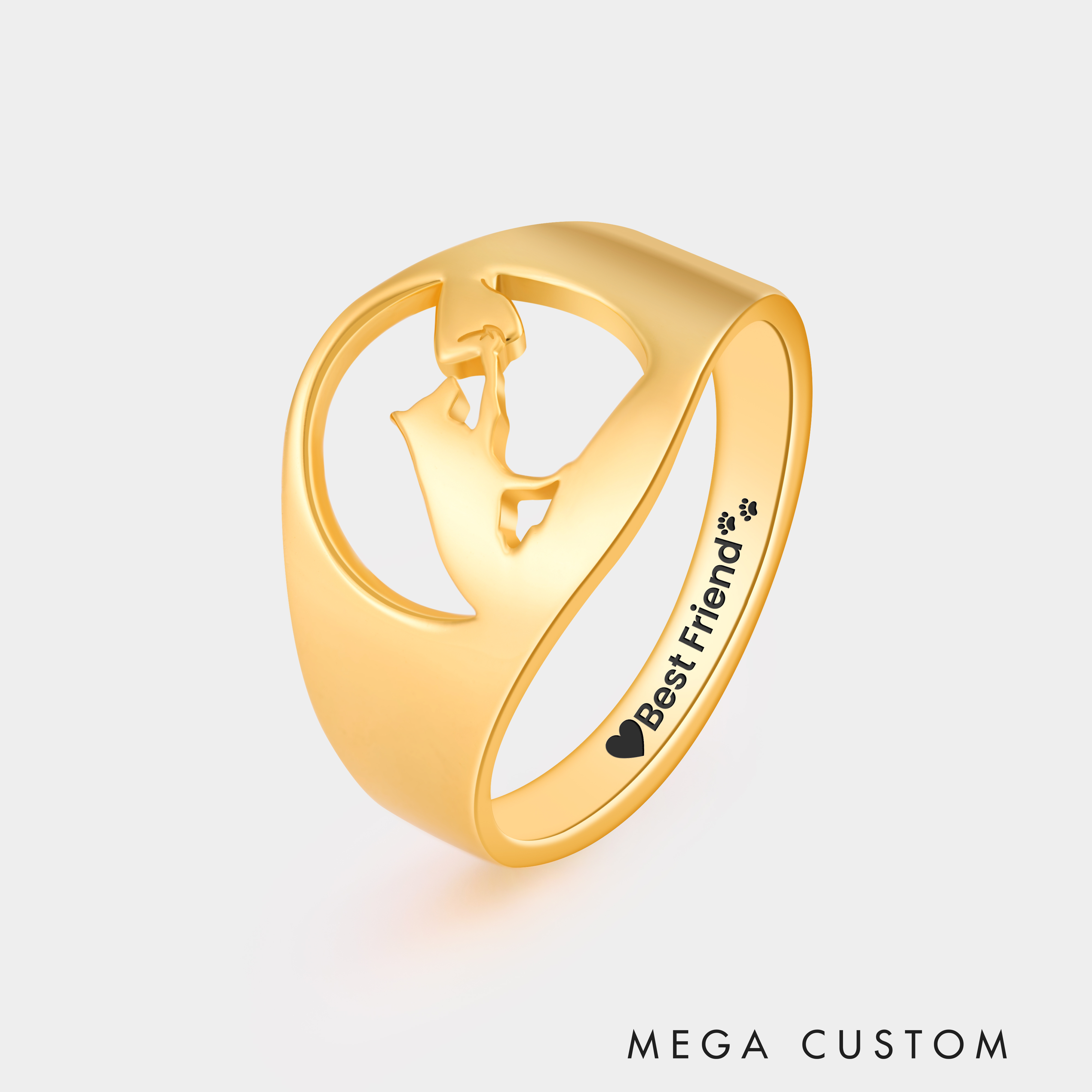 Personalized Dog and Paw Ring with Engraved Name Unique Gift for Dog Lovers and Pet Owners 925 Sterling Silver