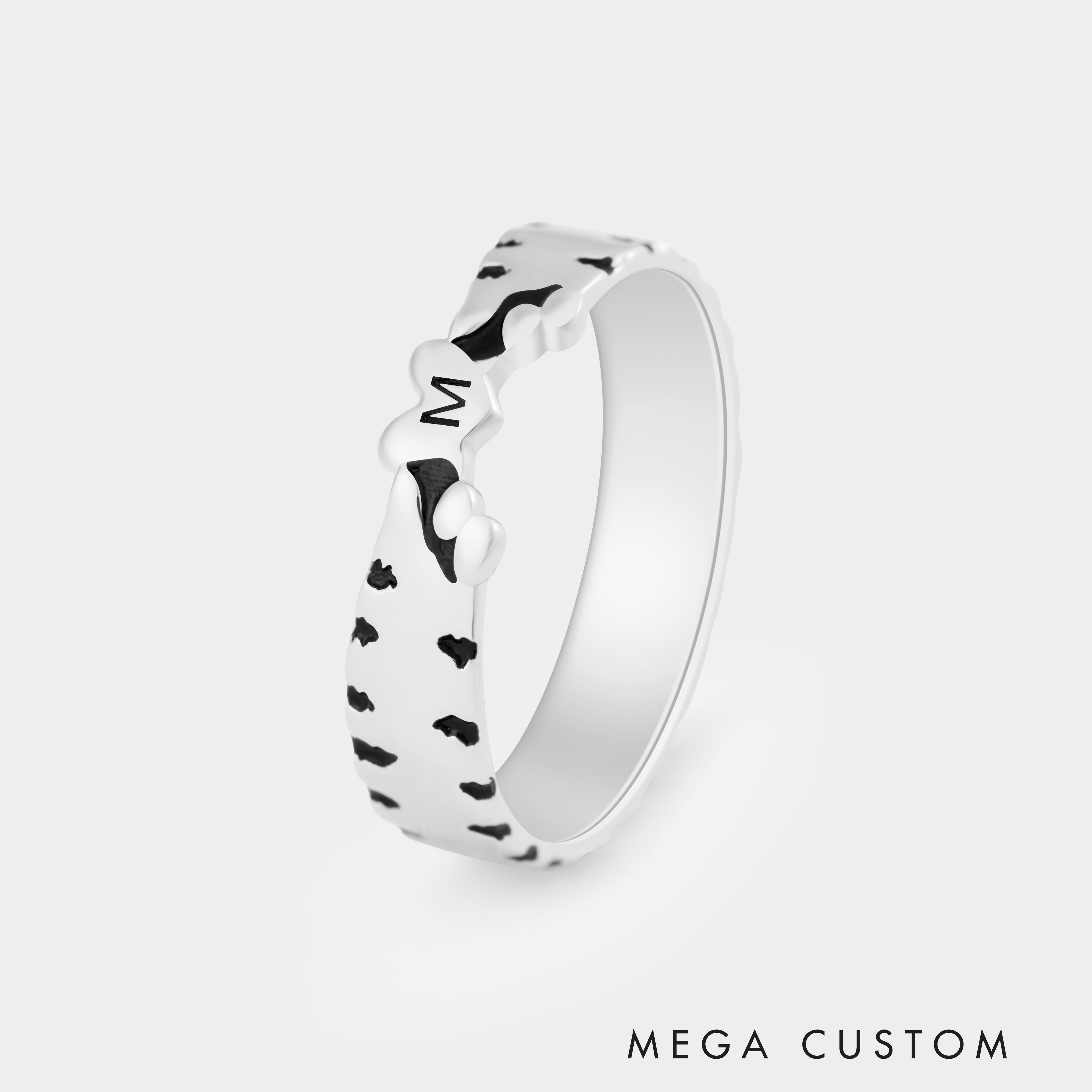 Personalized Cat Paw Heart Ring with Engraved Initials Cute and Unique Jewelry for Pet Lovers 925 Sterling Silver