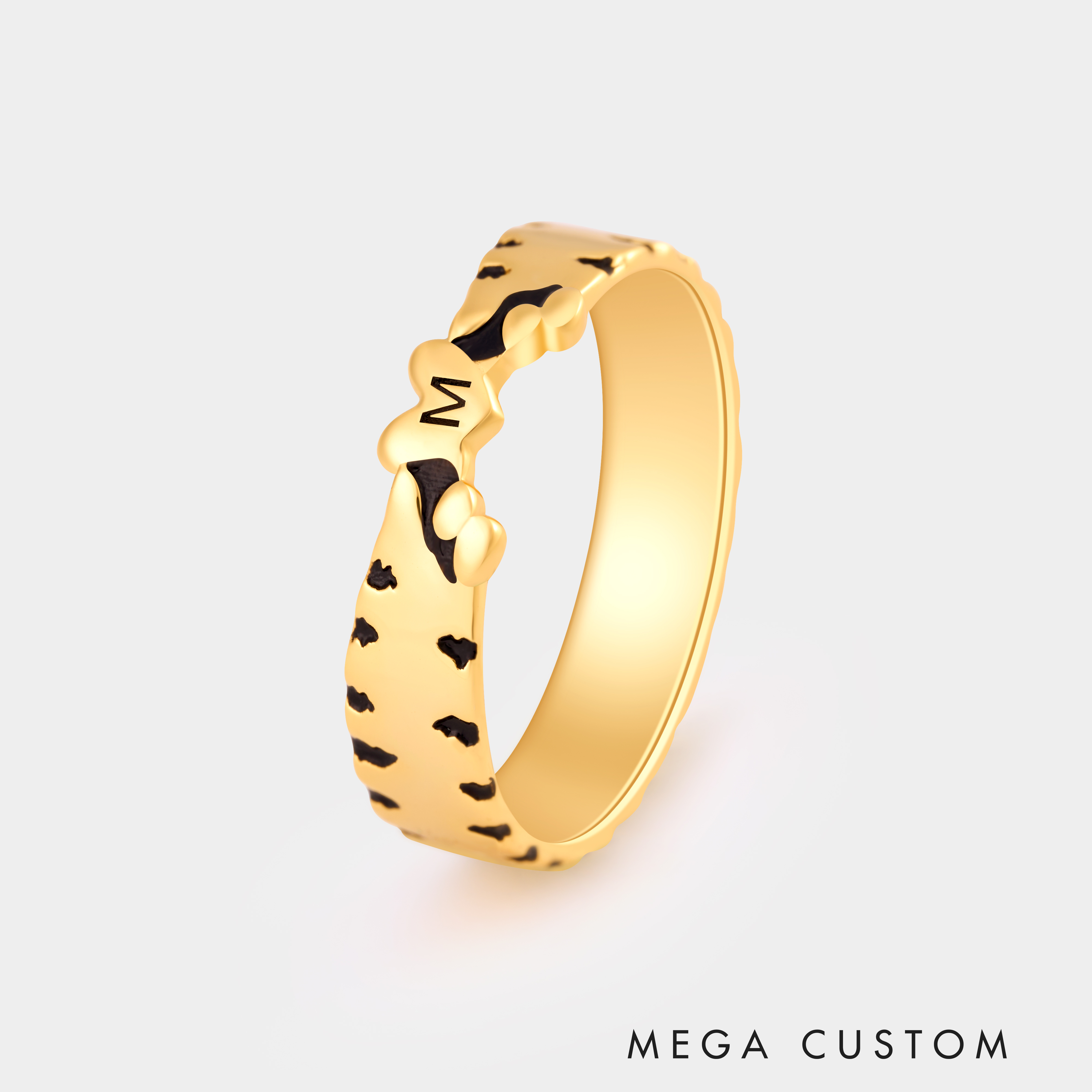 Personalized Cat Paw Heart Ring with Engraved Initials Cute and Unique Jewelry for Pet Lovers 925 Sterling Silver