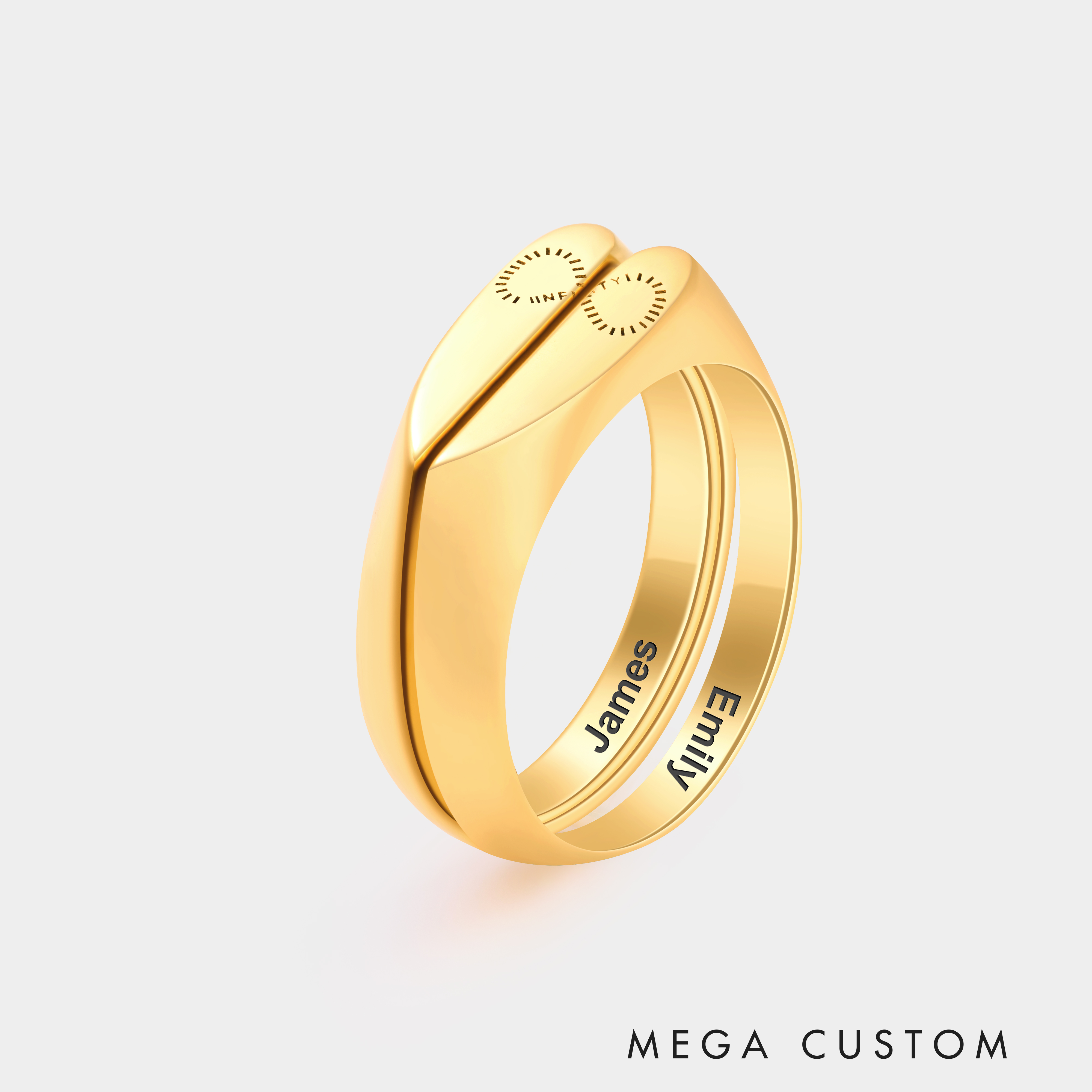 Personalized Half-Heart Infinity Symbol Couple's Matching Rings Personalized Gold Promise Jewelry 925 Sterling Silver