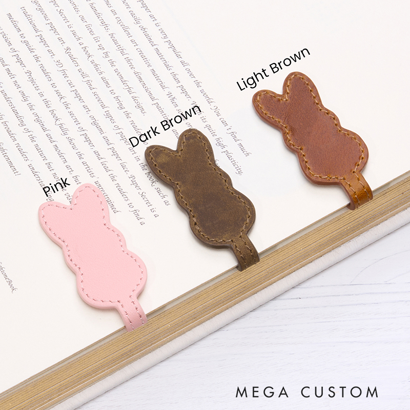 Personalized Leather Bookmark Bunny Shaped Bookmark Magnetic Bookmark Custom Name Engraved Page Marker Cute Gift for Readers and Animal Lovers Adorable Easter-Themed Book Accessory Easter Gifts 