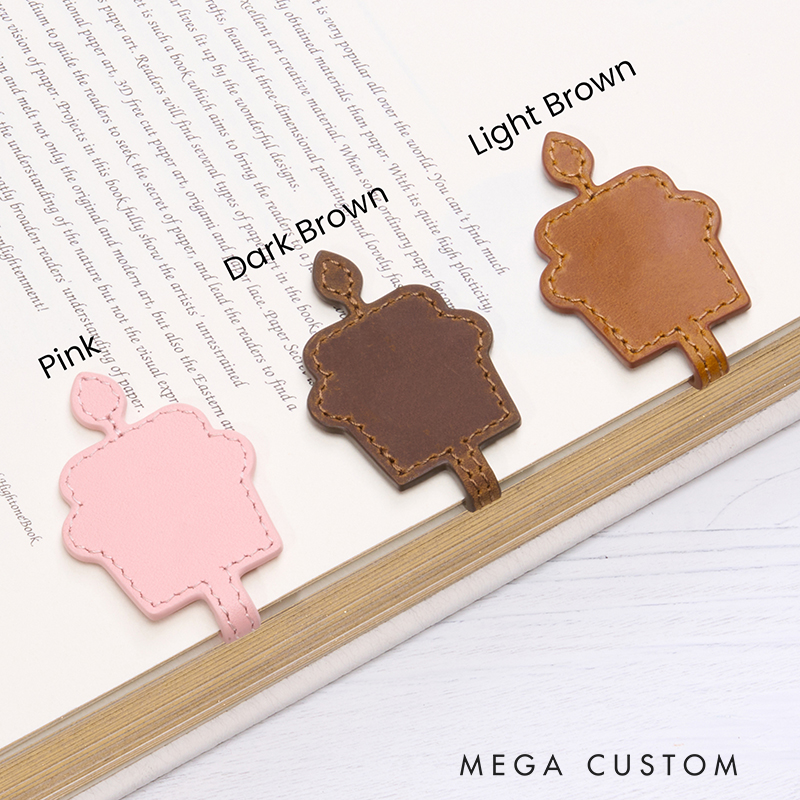 Personalized Leather Bookmark Cake Shaped Bookmark Magnetic Bookmark Custom Name Engraved Page Marker Sweet Gift for Bakers and Book Lovers Unique Handmade Leather Accessory 