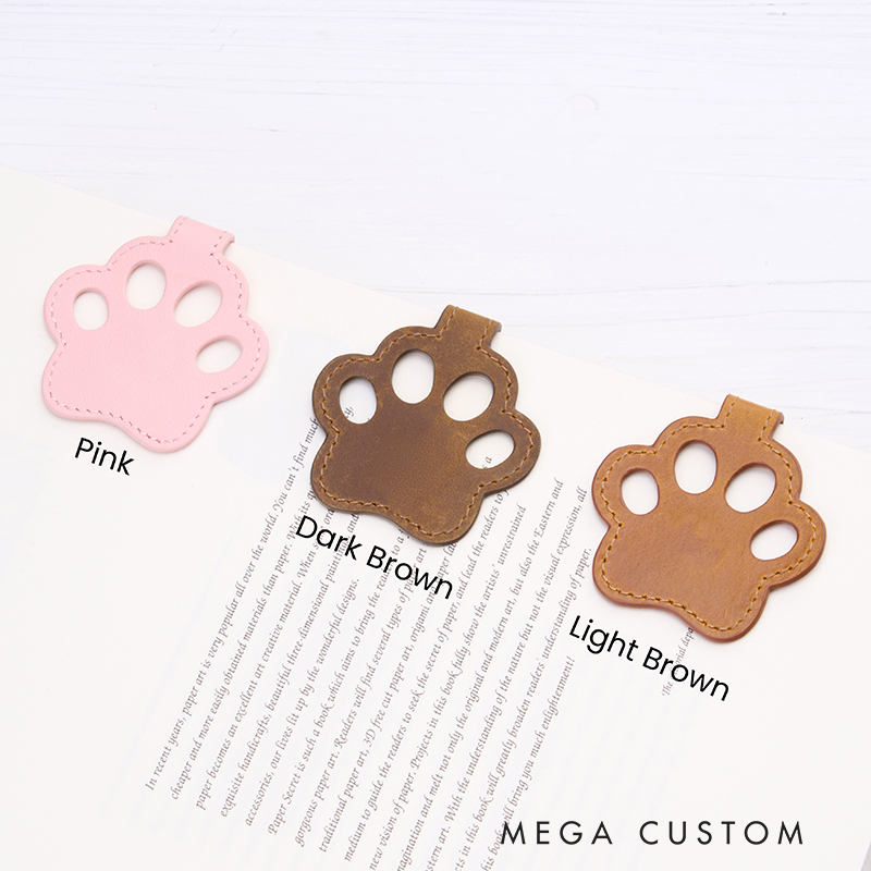 Personalized Leather Bookmark Dog Paw Bookmark Magnetic Bookmark Custom Name Engraved Page Marker Gift for Readers and Dog Lovers Unique Pet-Themed Book Accessory Pet Accessories